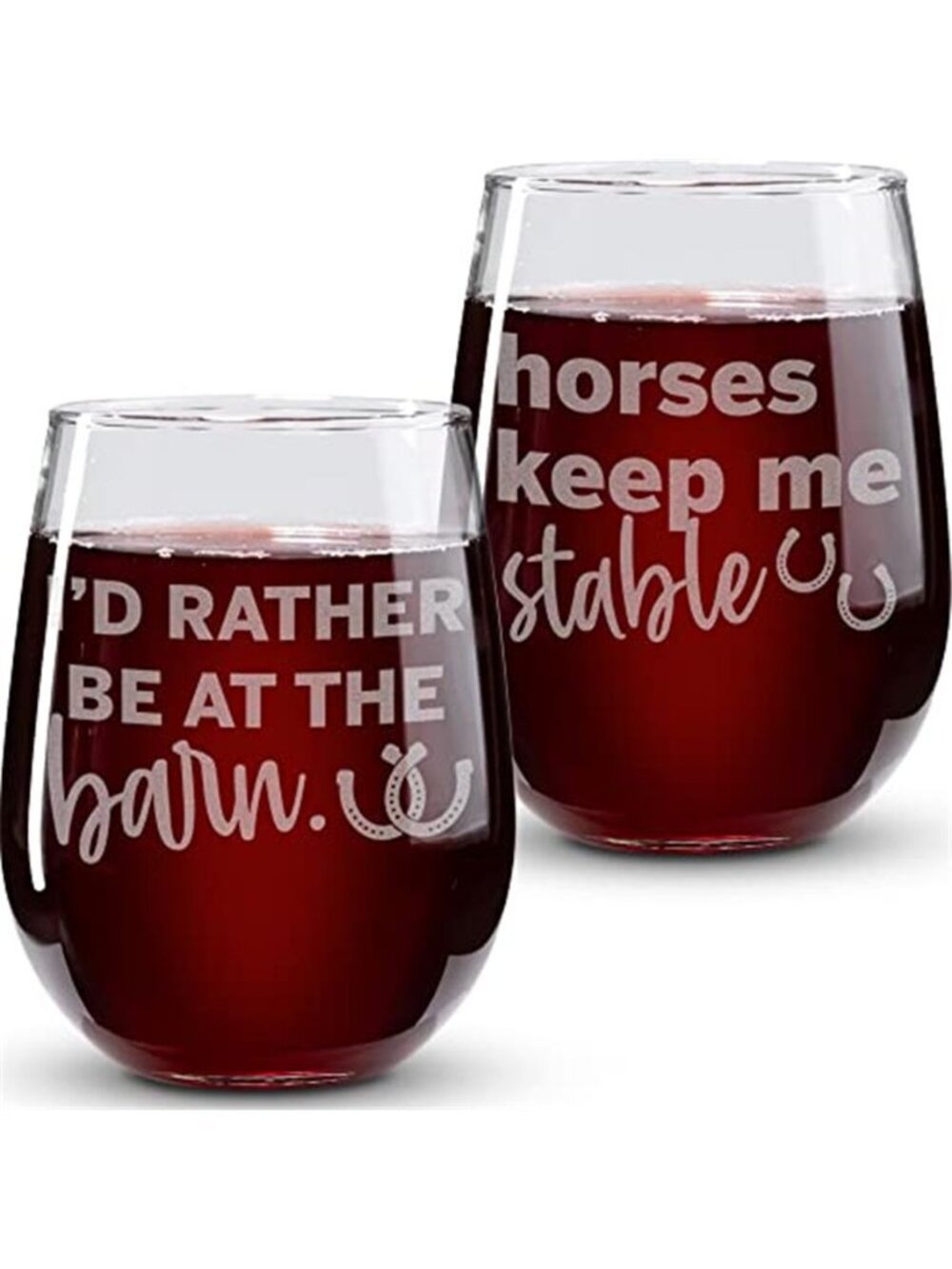 Horse Gifts - 'Horses Keep Me Stable' 'I'd Rather Be At The Barn' 17Oz 2PC